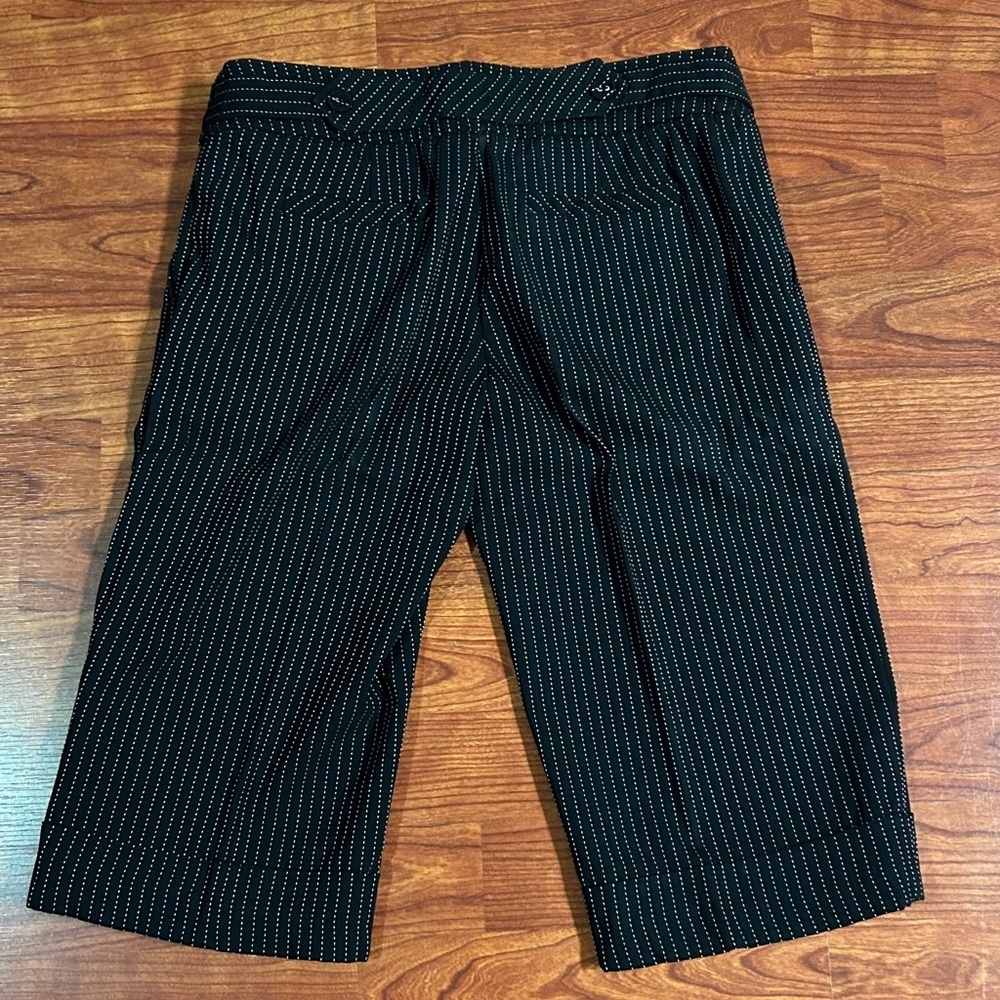 XOXO Women's Black with White Pinstriped Office Short - Picture 8 of 12